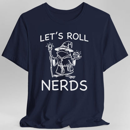 Printify T-Shirt Navy / S Funny D&D "Let’s Roll Nerds" Shirt