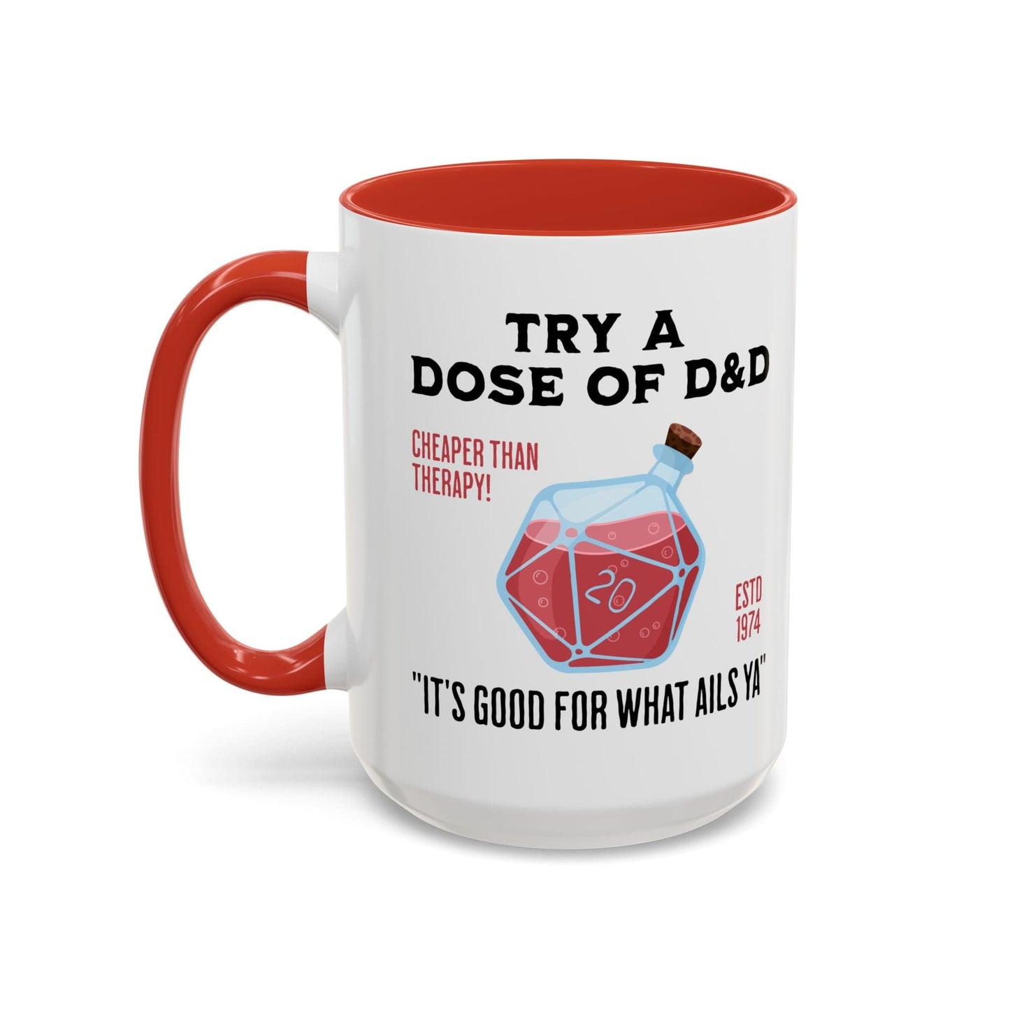 Printify Mug Funny D&D Mug - Try a Dose of D&D