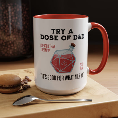 Printify Mug Funny D&D Mug - Try a Dose of D&D