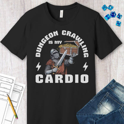 Printify T-Shirt Funny DnD Shirt - Dungeon Crawling is my Cardio