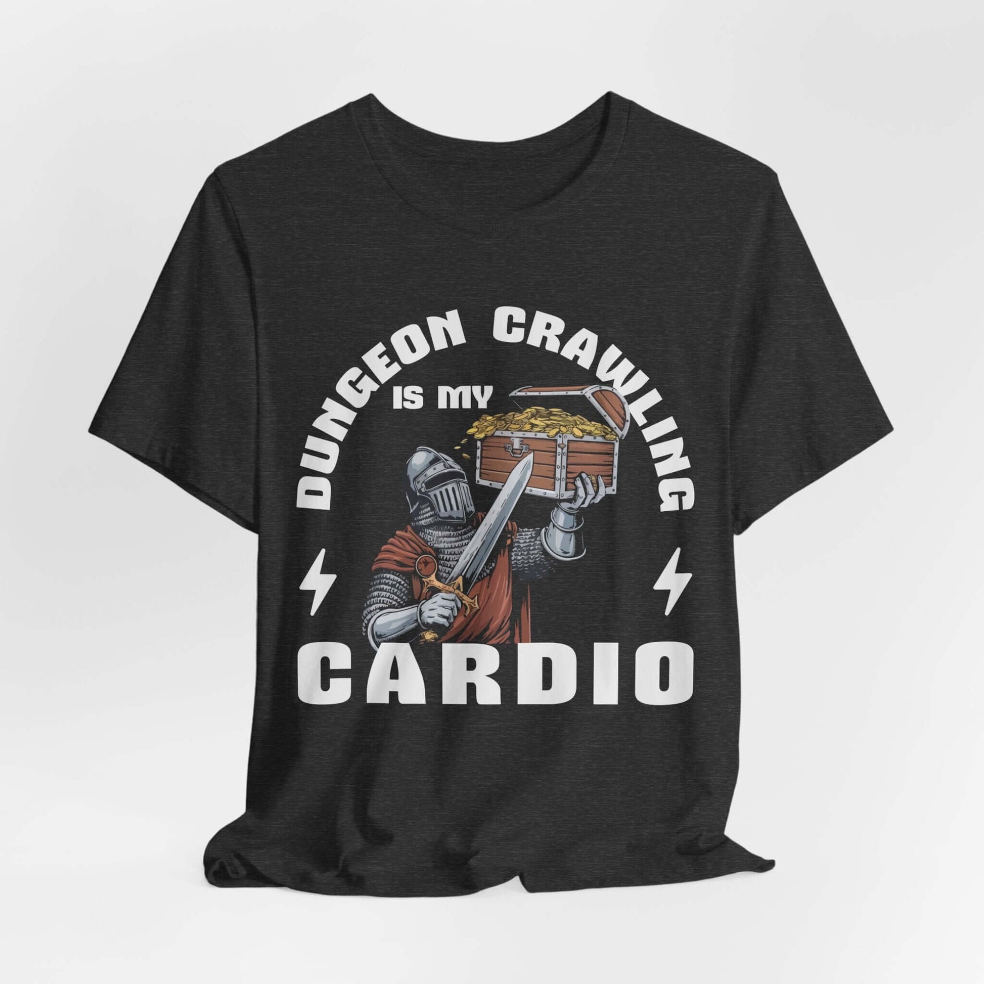 Printify T-Shirt Dark Grey Heather / S Funny DnD Shirt - Dungeon Crawling is my Cardio