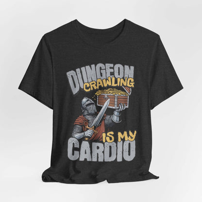 Printify T-Shirt Dark Grey Heather / S Funny DnD Shirt - Dungeon Crawling is My Cardio