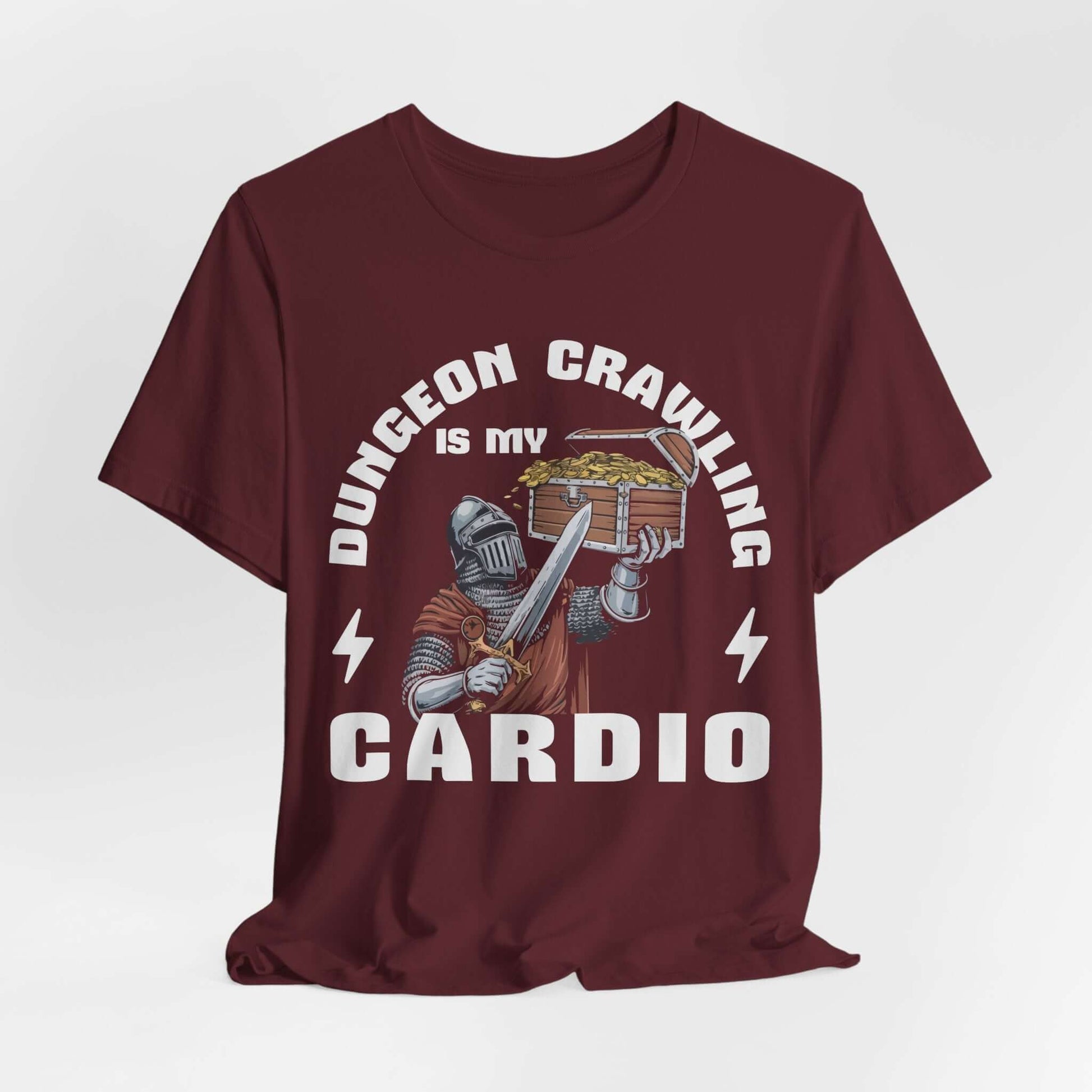 Printify T-Shirt Maroon / S Funny DnD Shirt - Dungeon Crawling is my Cardio