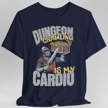 Printify T-Shirt Navy / S Funny DnD Shirt - Dungeon Crawling is My Cardio