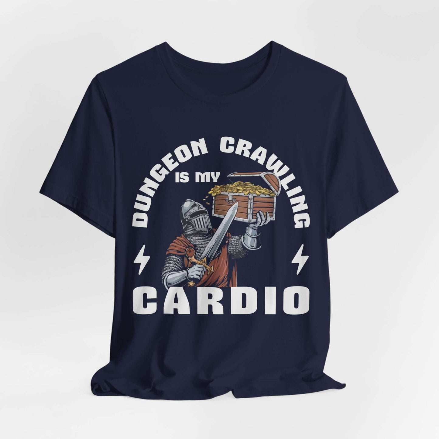 Printify T-Shirt Navy / S Funny DnD Shirt - Dungeon Crawling is my Cardio