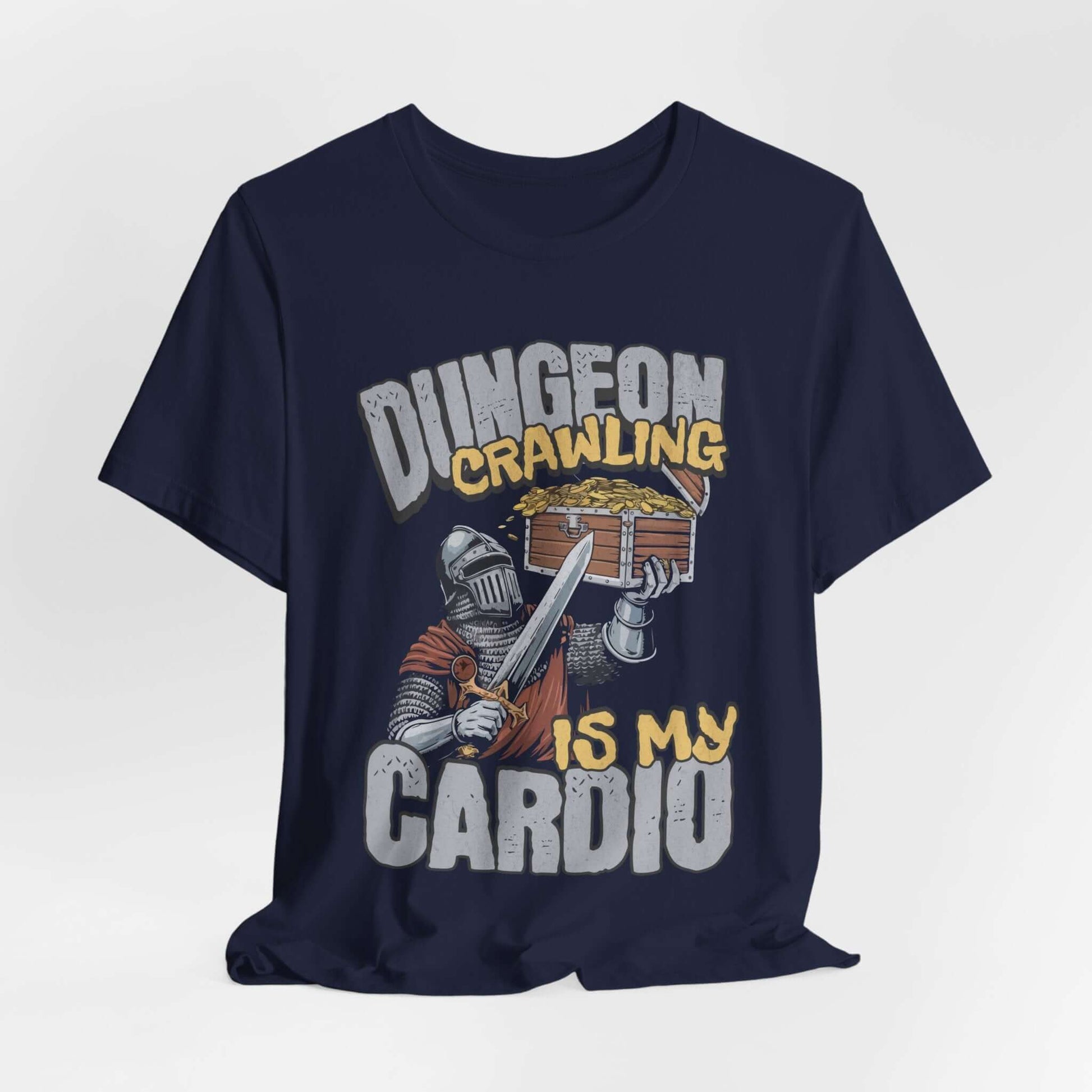 Printify T-Shirt Navy / S Funny DnD Shirt - Dungeon Crawling is My Cardio