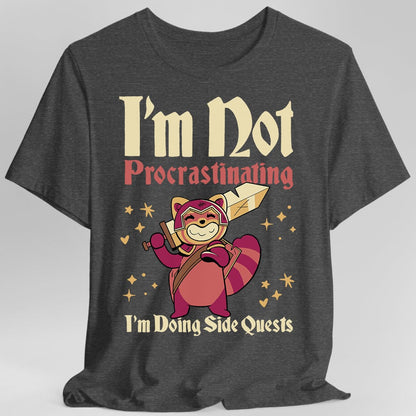 Printify T-Shirt Dark Heather / S Funny DND Shirt - I'm Not Procrastinating I'm Doing Side Quests