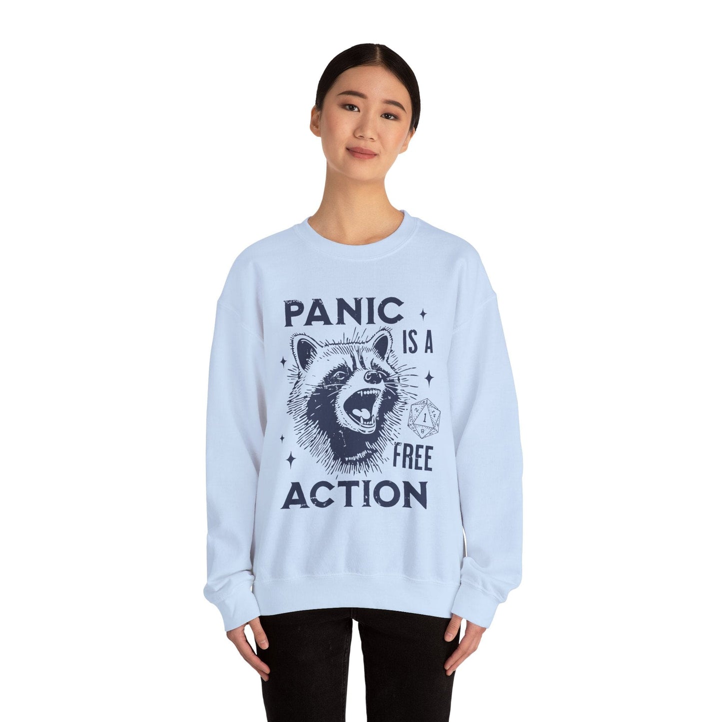 Printify Sweatshirt Funny DnD Sweatshirt - Panic Is A Free Action