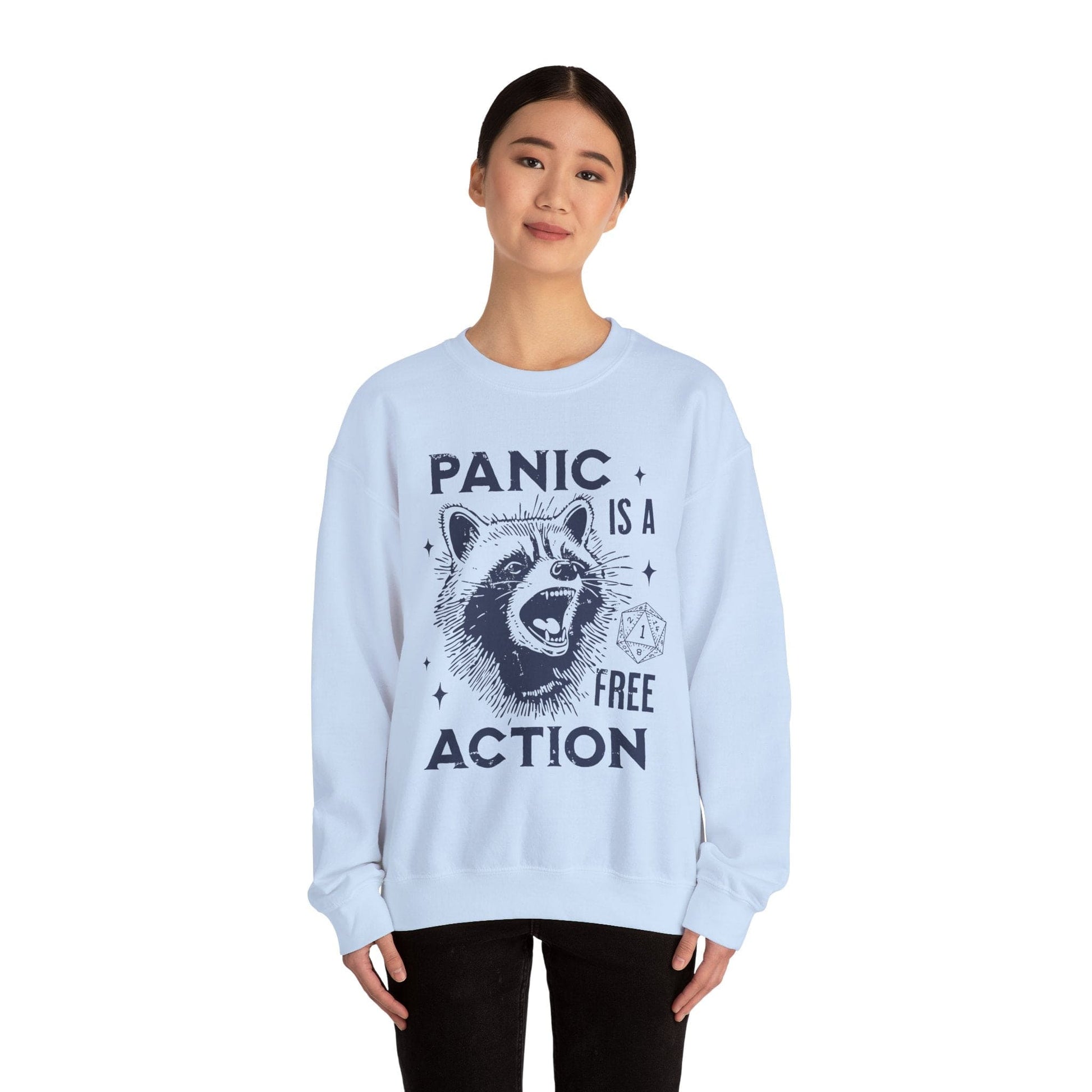 Printify Sweatshirt Funny DnD Sweatshirt - Panic Is A Free Action