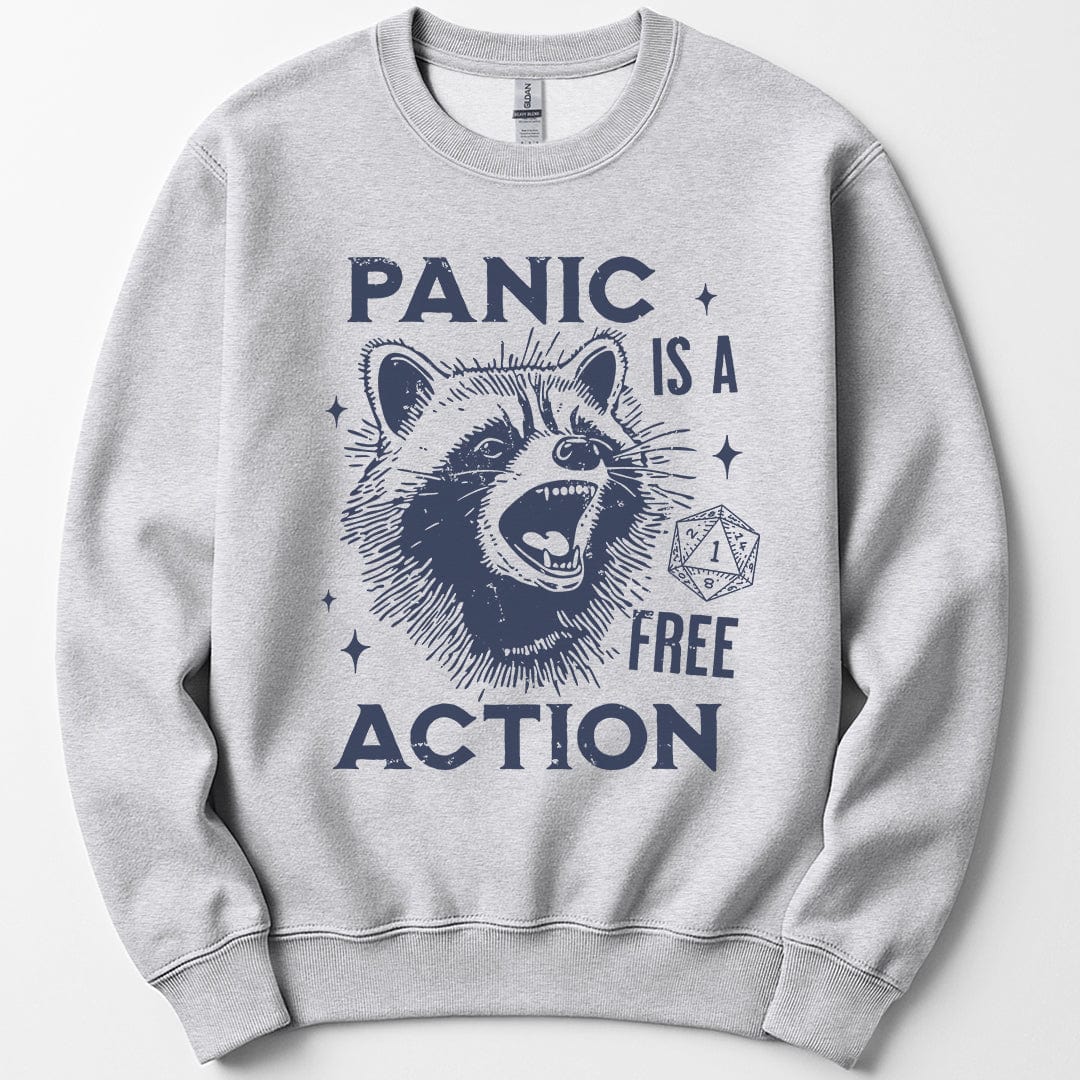 Printify Sweatshirt Ash / S Funny DnD Sweatshirt - Panic Is A Free Action