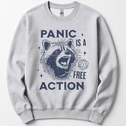 Printify Sweatshirt Ash / S Funny DnD Sweatshirt - Panic Is A Free Action