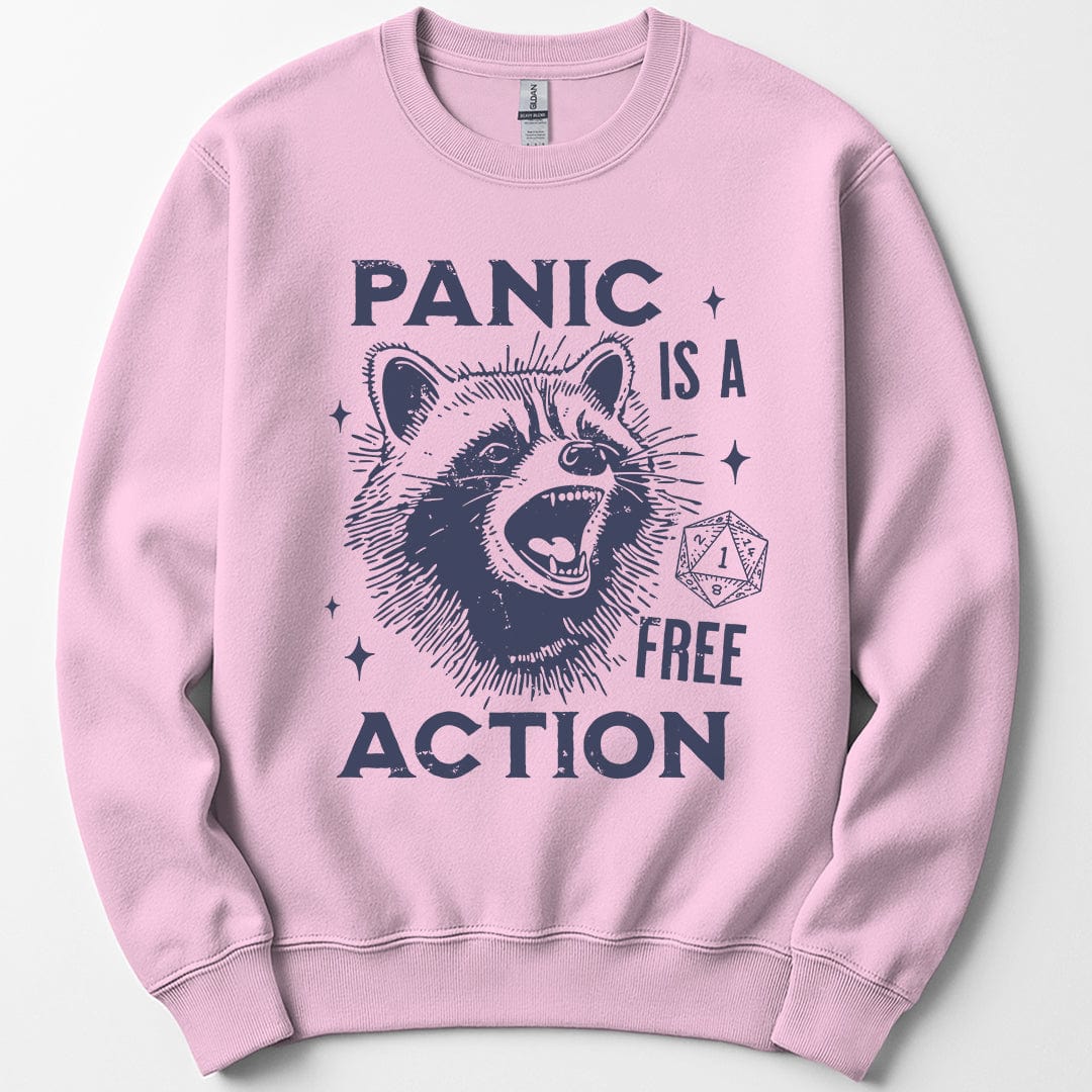 Printify Sweatshirt Light Pink / S Funny DnD Sweatshirt - Panic Is A Free Action