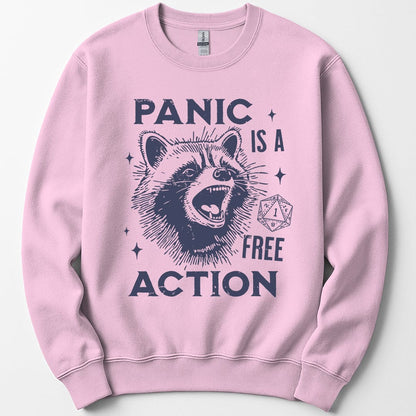 Printify Sweatshirt Light Pink / S Funny DnD Sweatshirt - Panic Is A Free Action