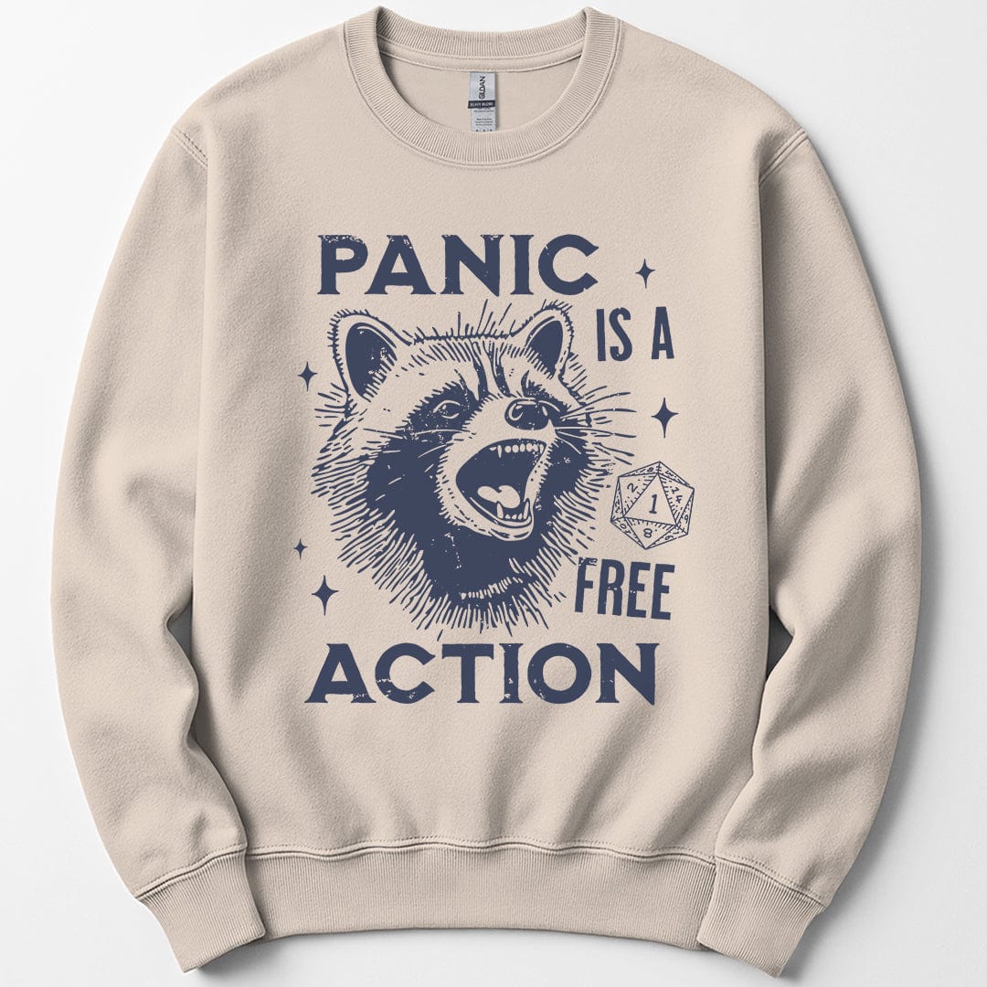 Printify Sweatshirt Sand / S Funny DnD Sweatshirt - Panic Is A Free Action