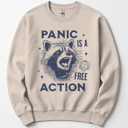 Printify Sweatshirt Sand / S Funny DnD Sweatshirt - Panic Is A Free Action