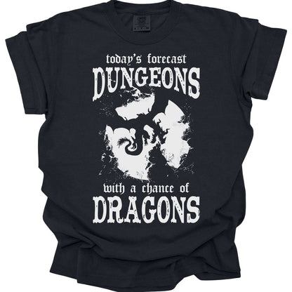Printify T-Shirt Black / S Funny DnD Weather Forecast Tshirt - Comfort Colors