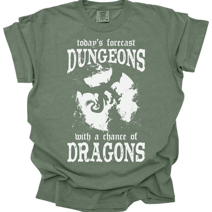 Printify T-Shirt Moss / S Funny DnD Weather Forecast Tshirt - Comfort Colors