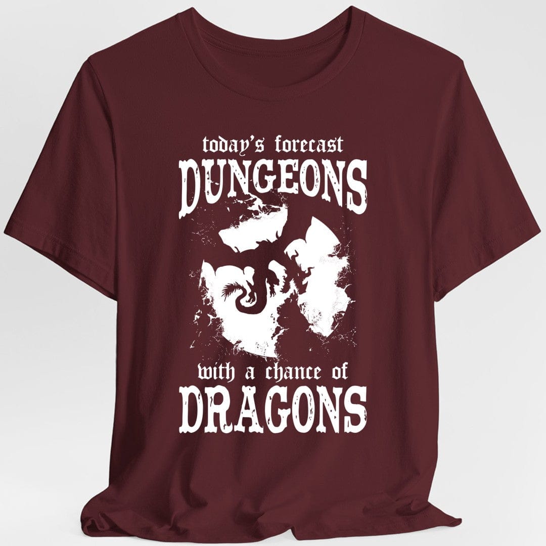 Printify T-Shirt Maroon / S Funny DnD Weather Forecast Tshirt
