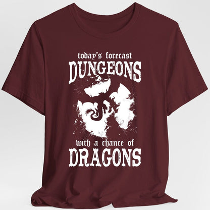 Printify T-Shirt Maroon / S Funny DnD Weather Forecast Tshirt