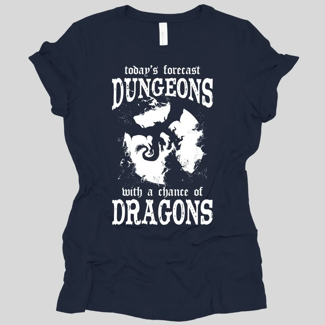 Printify T-Shirt Navy / S Funny DnD Weather Forecast Women's Tshirt