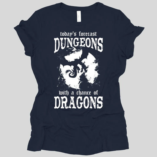 Printify T-Shirt Navy / S Funny DnD Weather Forecast Women's Tshirt