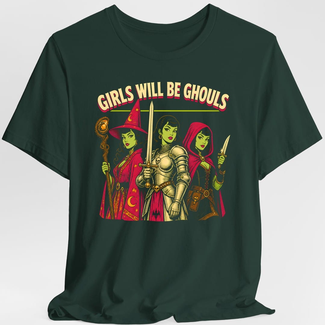 Printify T-Shirt Forest Green / S Girls Will Be Ghouls Adventurers T-Shirt