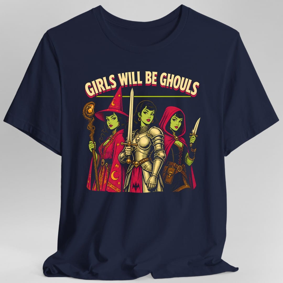 Printify T-Shirt Navy / S Girls Will Be Ghouls Adventurers T-Shirt
