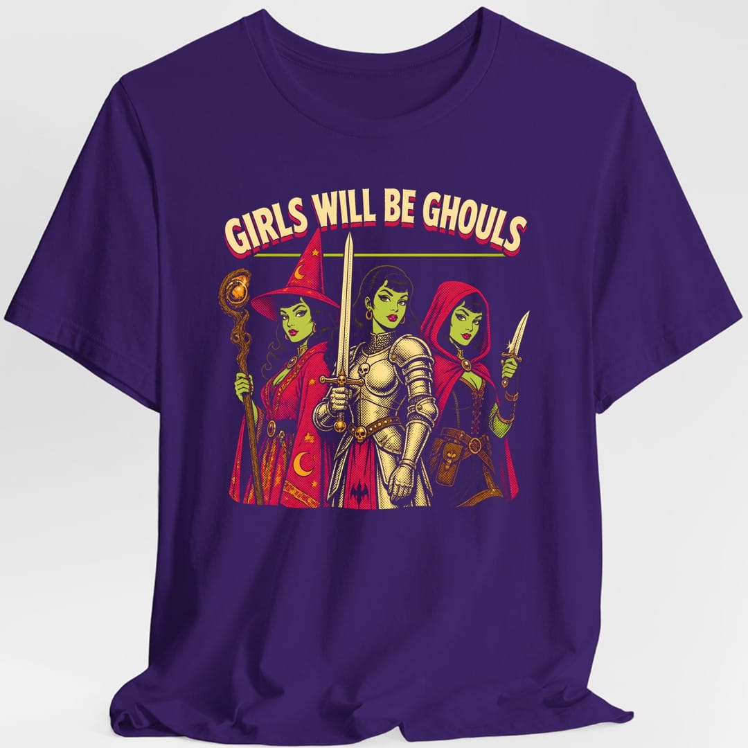 Printify T-Shirt Purple / S Girls Will Be Ghouls Adventurers T-Shirt