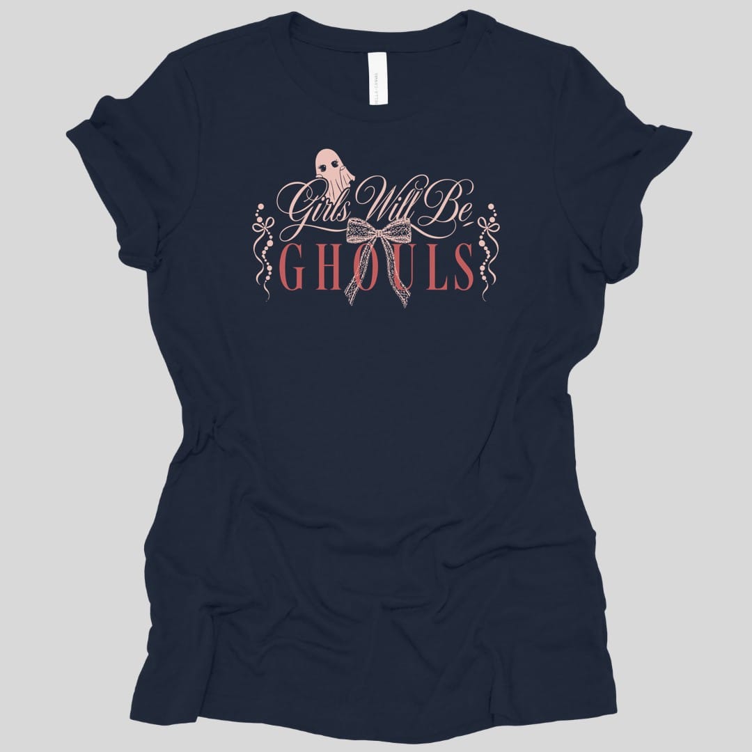 Printify T-Shirt Navy / S Girls Will Be Ghouls Coquette Women's T-Shirt
