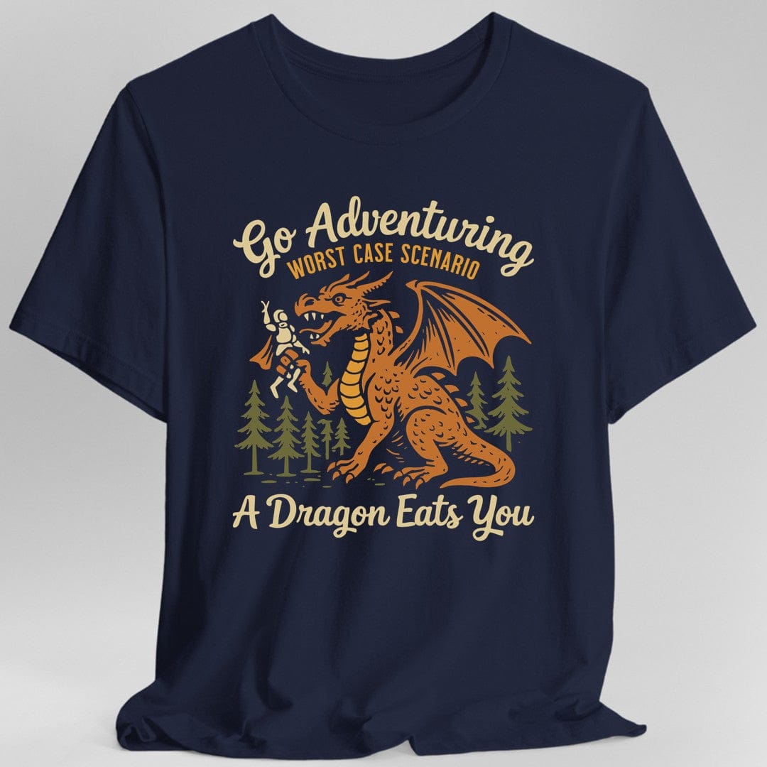 Printify T-Shirt Navy / S Go Adventuring Funny DnD T-Shirt
