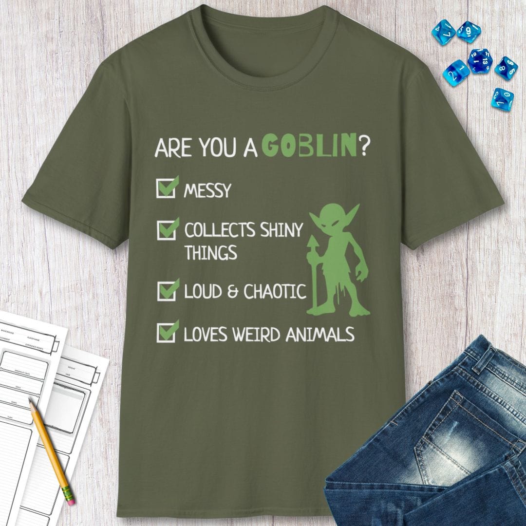 Printify T-Shirt Goblin Quiz Shirt - Funny DnD Goblin Friend T-shirt