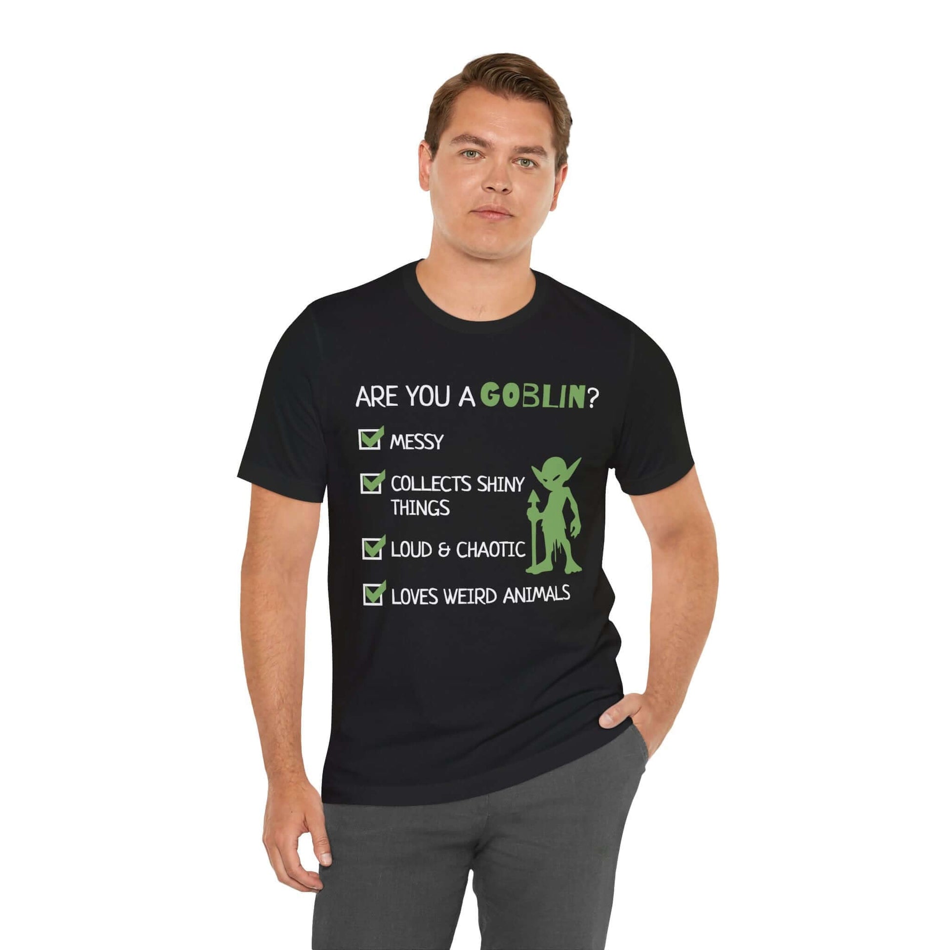 Printify T-Shirt Goblin Quiz Shirt - Funny DnD Goblin Friend T-shirt