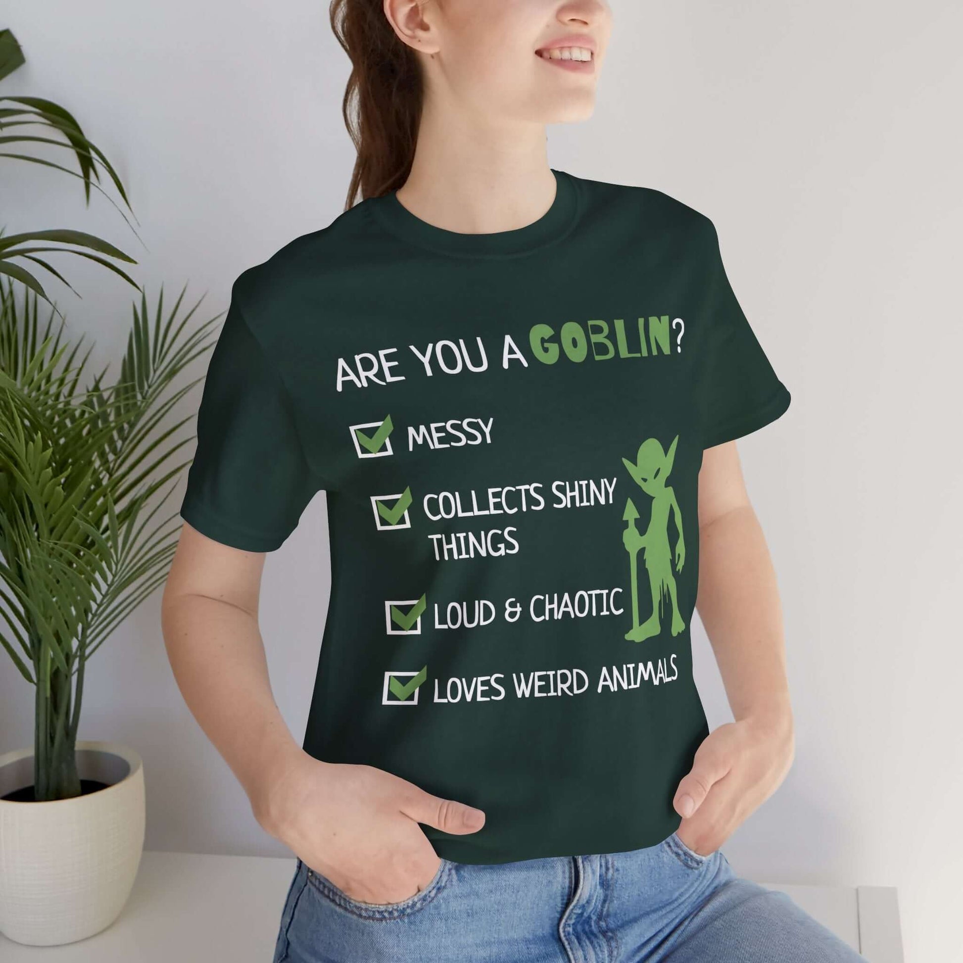 Printify T-Shirt Goblin Quiz Shirt - Funny DnD Goblin Friend T-shirt