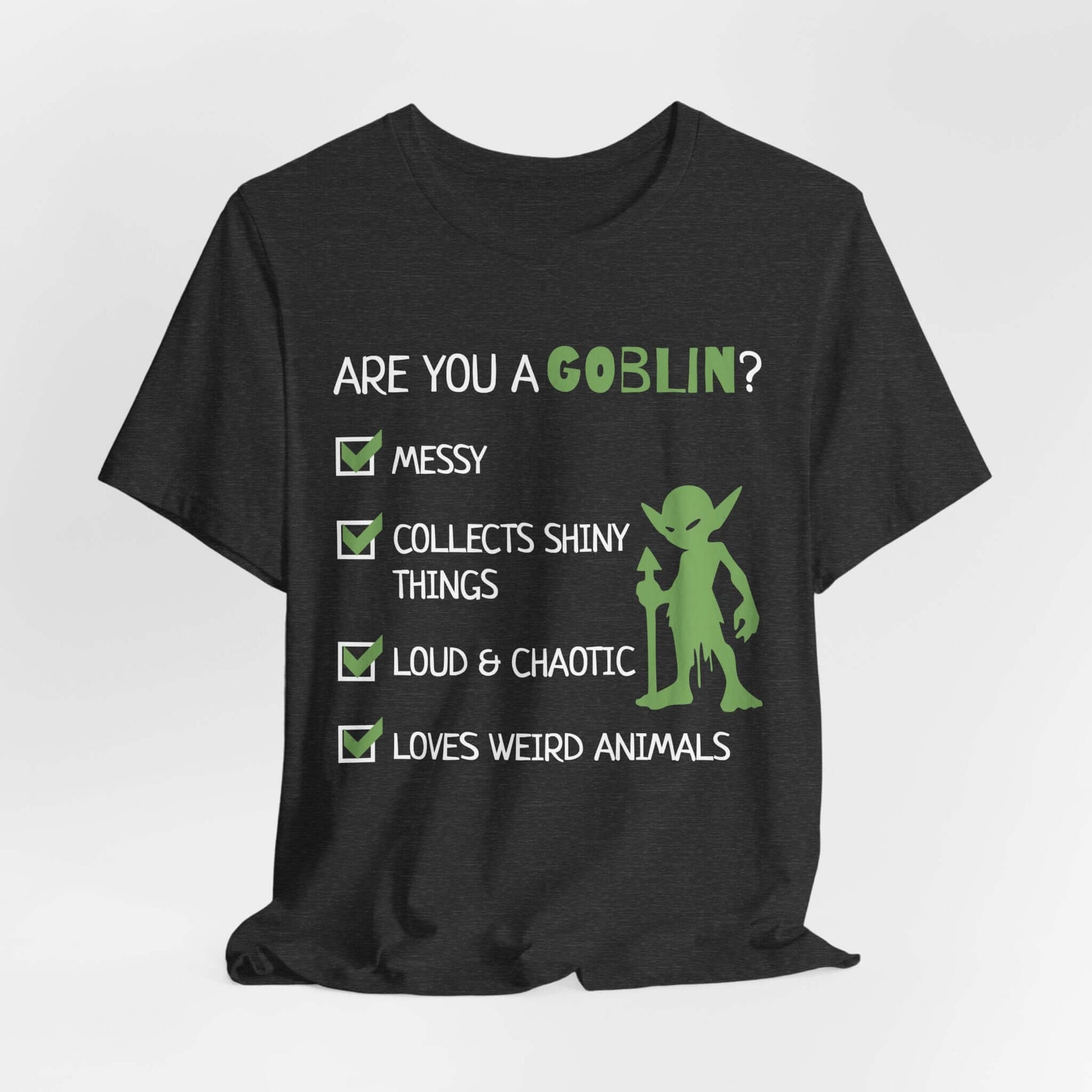 Printify T-Shirt Dark Grey Heather / S Goblin Quiz Shirt - Funny DnD Goblin Friend T-shirt