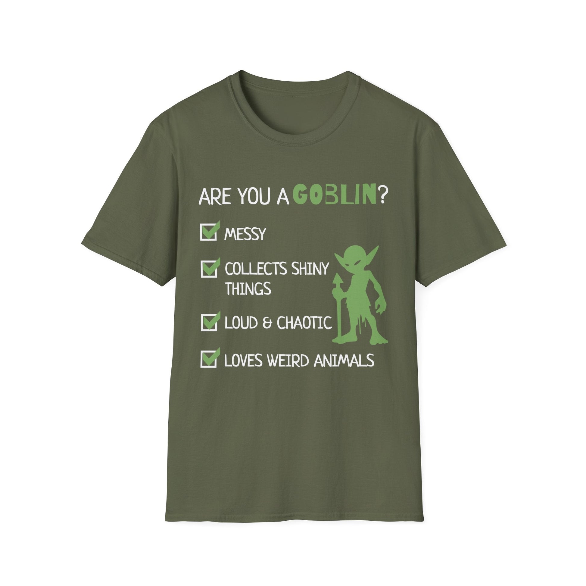 Printify T-Shirt Military Green / S Goblin Quiz Shirt - Funny DnD Goblin Friend T-shirt