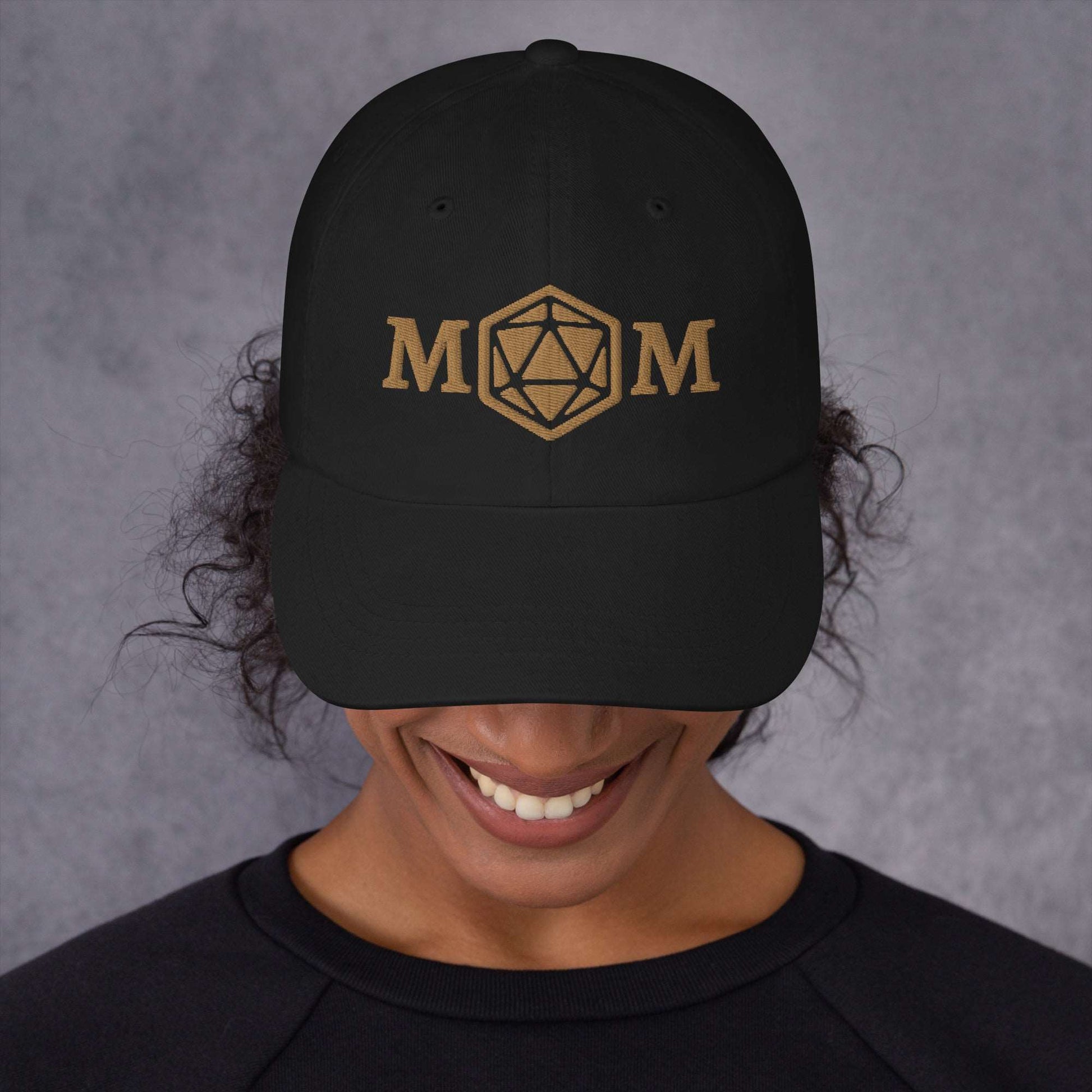 D&D Mom Hat - Embroidered D20 Cap for Gaming Mothers Hat Black