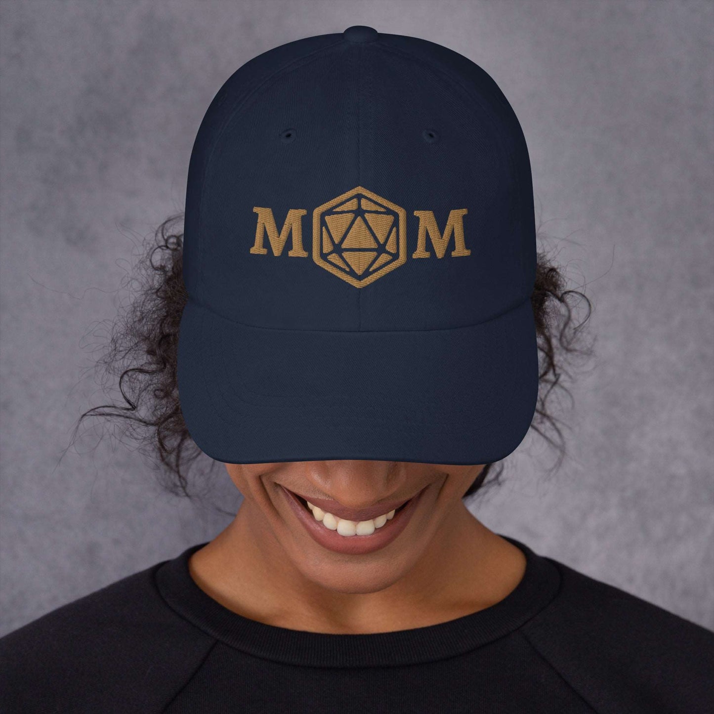 D&D Mom Hat - Embroidered D20 Cap for Gaming Mothers Hat Navy
