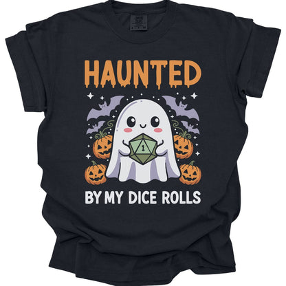 Printify T-Shirt Black / S Haunted By My Dice Rolls Kawaii T-Shirt - Comfort Colors