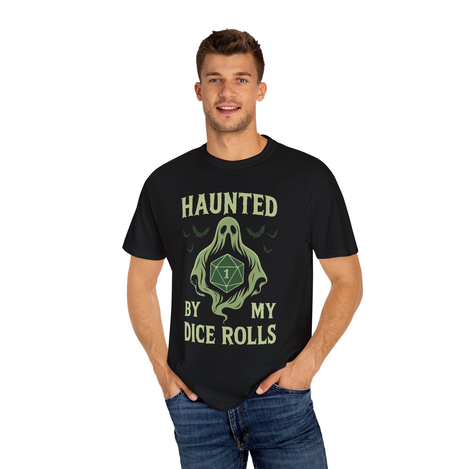 Printify T-Shirt Haunted By My Dice Rolls Shirt - Comfort Colors