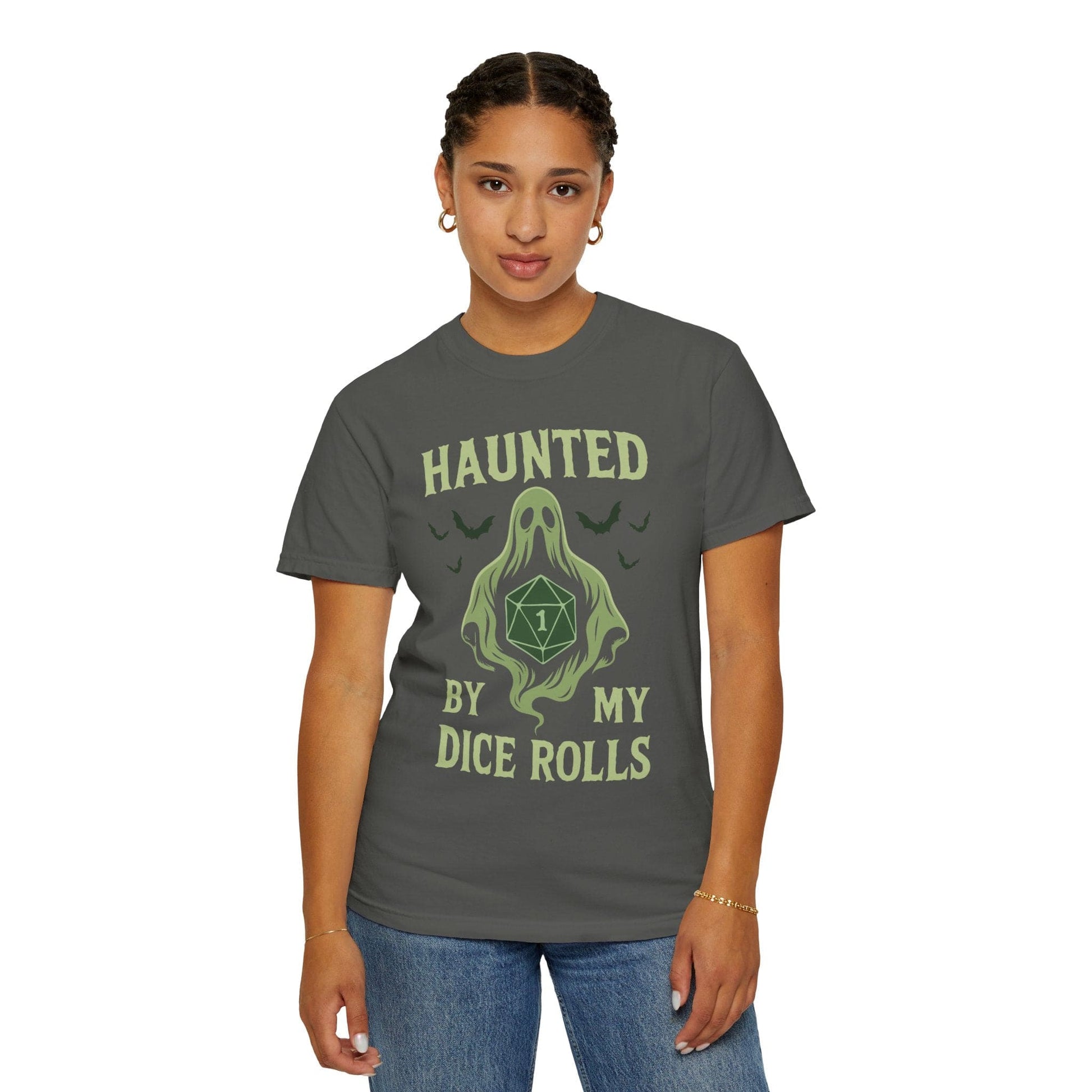 Printify T-Shirt Haunted By My Dice Rolls Shirt - Comfort Colors