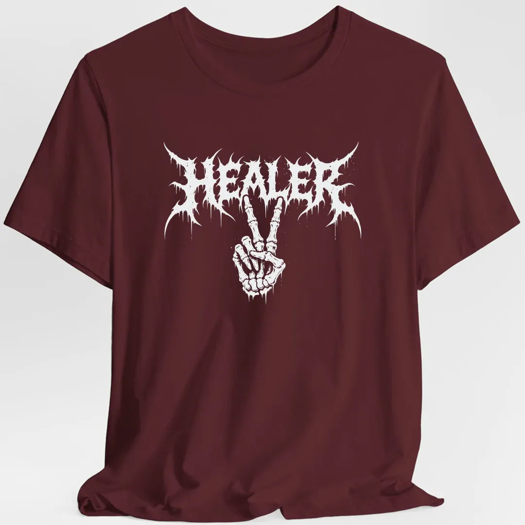 Printify T-Shirt Maroon / S Healer Heavy Metal T-shirt