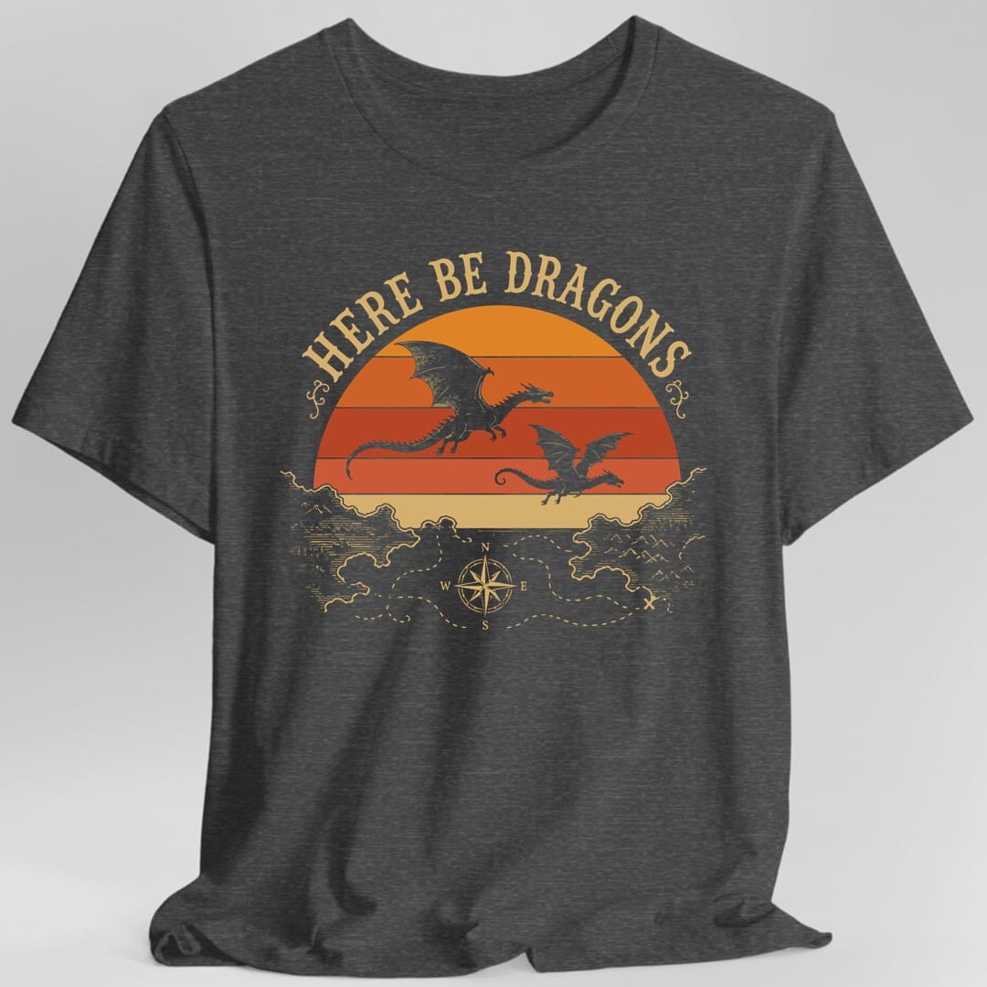 Printify T-Shirt Dark Heather / S Here Be Dragons T-Shirt
