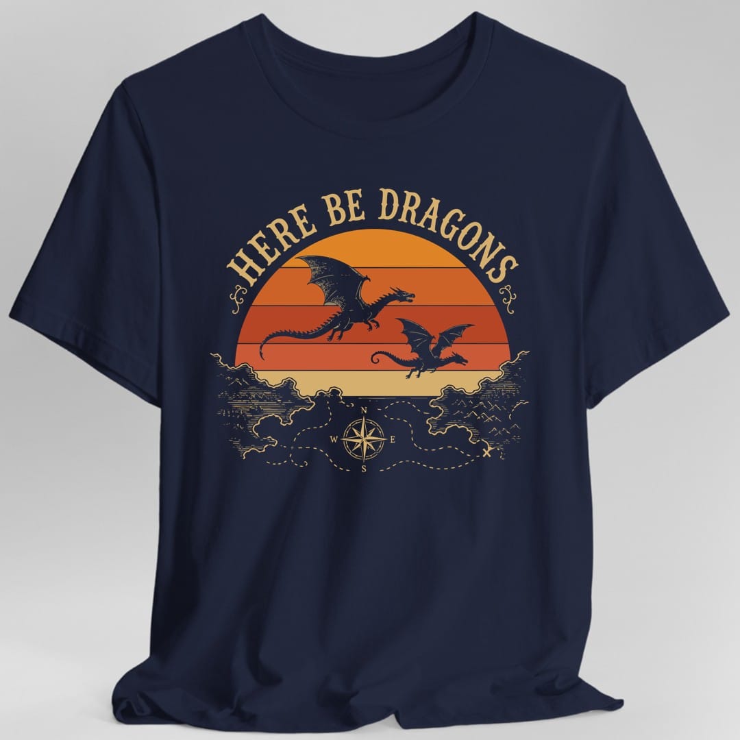 Printify T-Shirt Navy / S Here Be Dragons T-Shirt