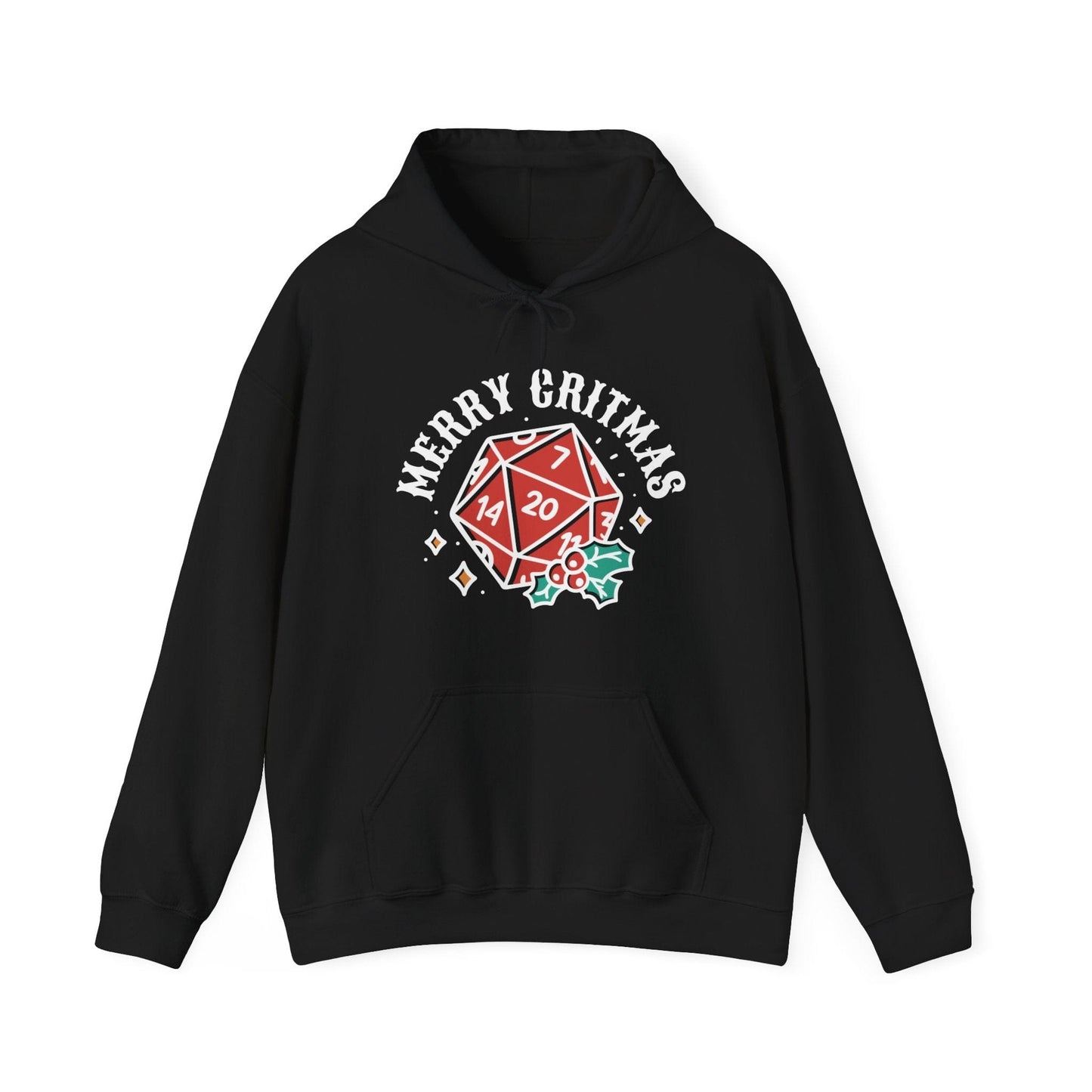 Merry Critmas Christmas D20 Hoodie Hoodie Black / S