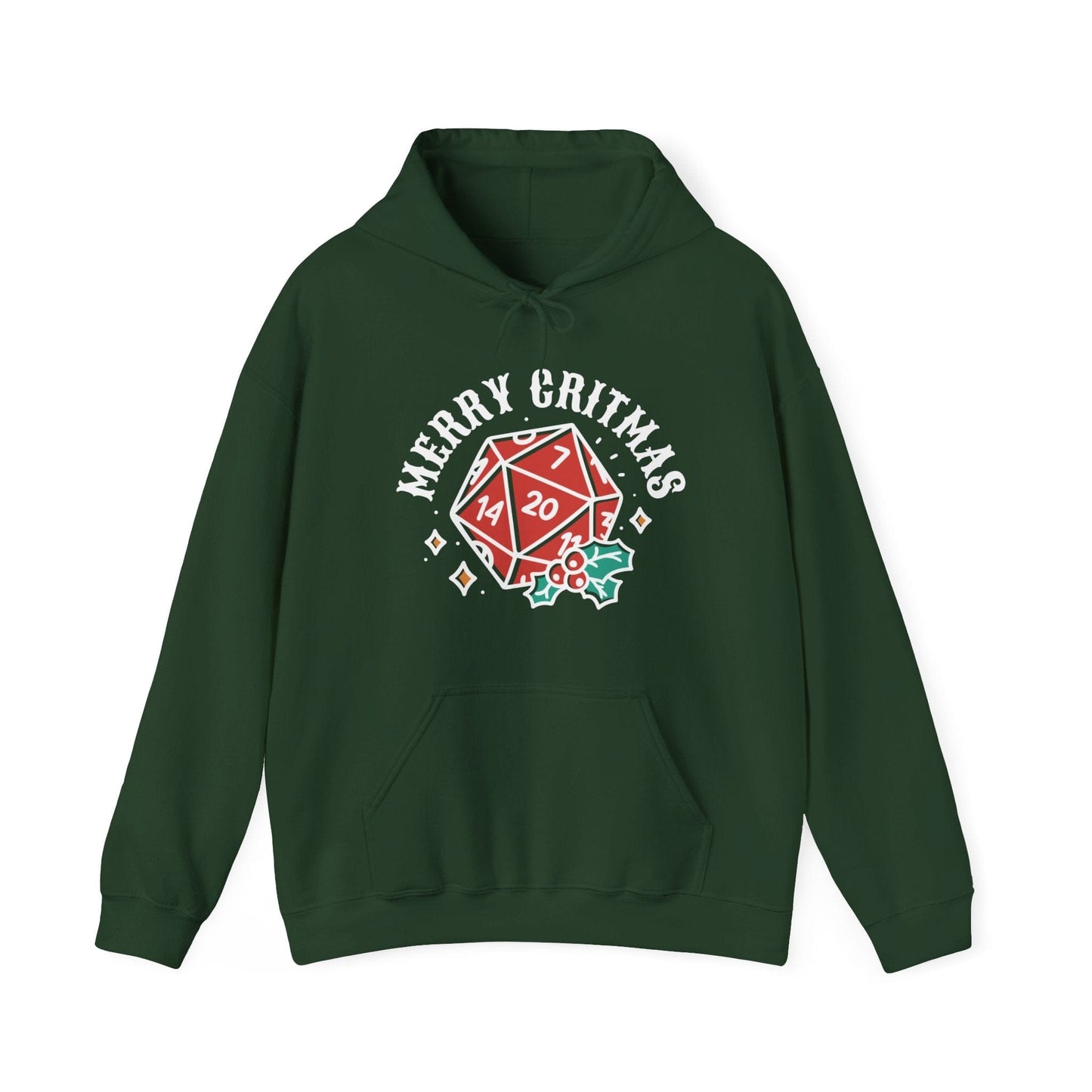 Merry Critmas Christmas D20 Hoodie Hoodie Forest Green / S