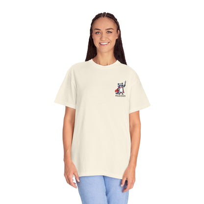 Printify T-Shirt Huzzah Raccoon Embroidery T-Shirt - Comfort Colors