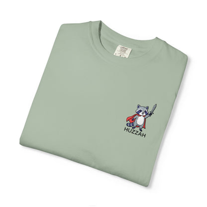 Printify T-Shirt Bay / S Huzzah Raccoon Embroidery T-Shirt - Comfort Colors