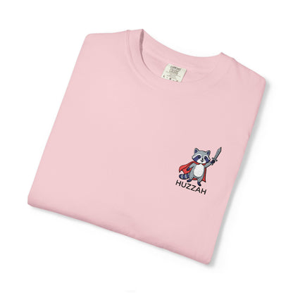 Printify T-Shirt Blossom / S Huzzah Raccoon Embroidery T-Shirt - Comfort Colors
