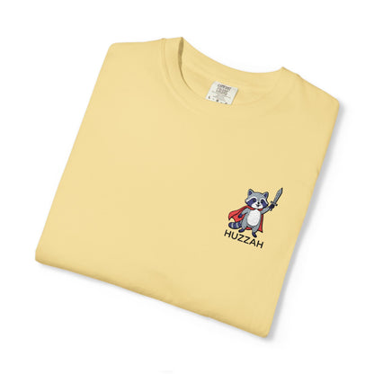 Printify T-Shirt Butter / M Huzzah Raccoon Embroidery T-Shirt - Comfort Colors