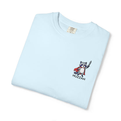Printify T-Shirt Chambray / S Huzzah Raccoon Embroidery T-Shirt - Comfort Colors